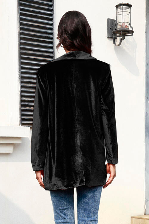 Button Up Pocketed Long Sleeve Jacket - House of Barvity