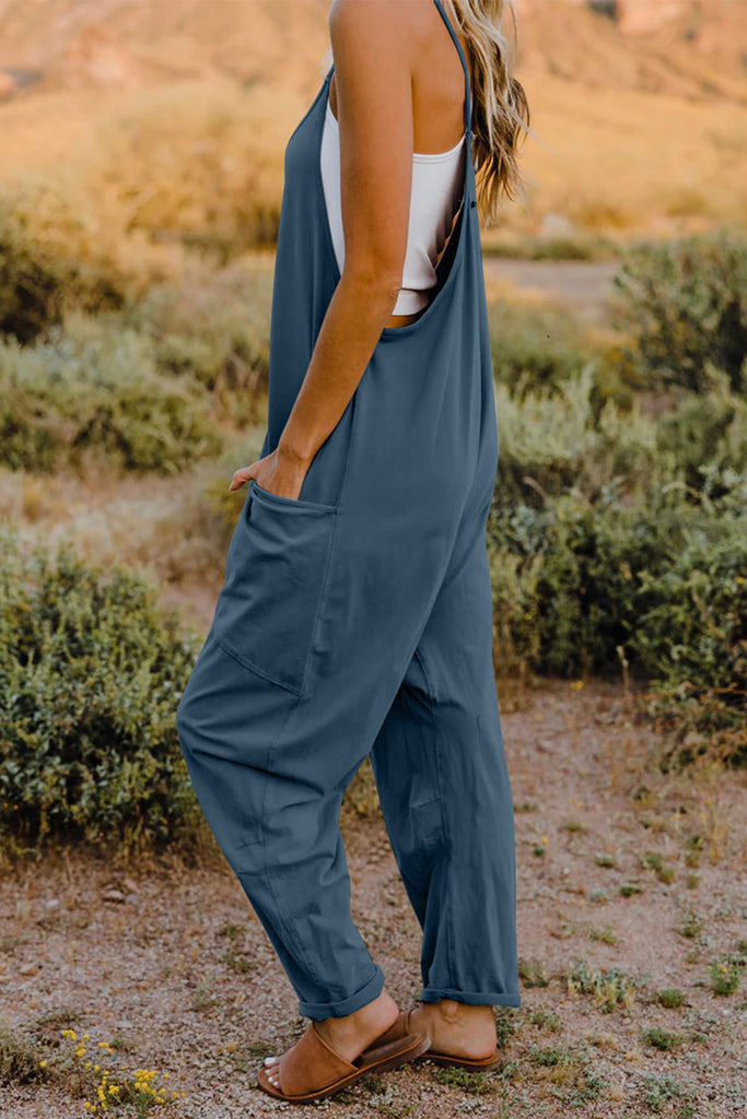 Double Take  V-Neck Sleeveless Jumpsuit with Pocket - House of Barvity