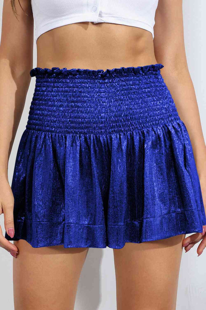 Glitter Smocked High-Waist Shorts - House of Barvity