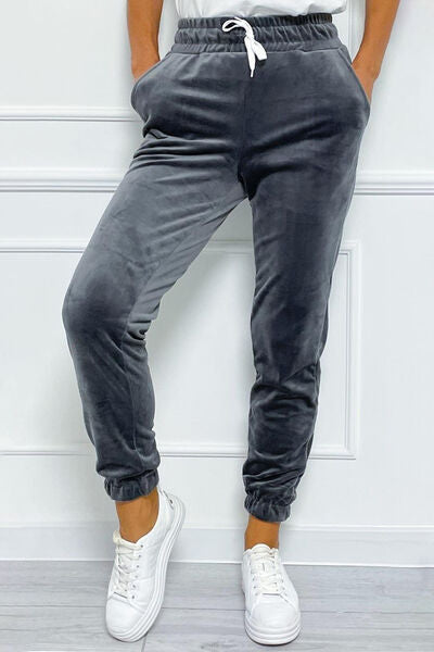 Wide Waistband Drawstring Cropped Joggers - House of Barvity