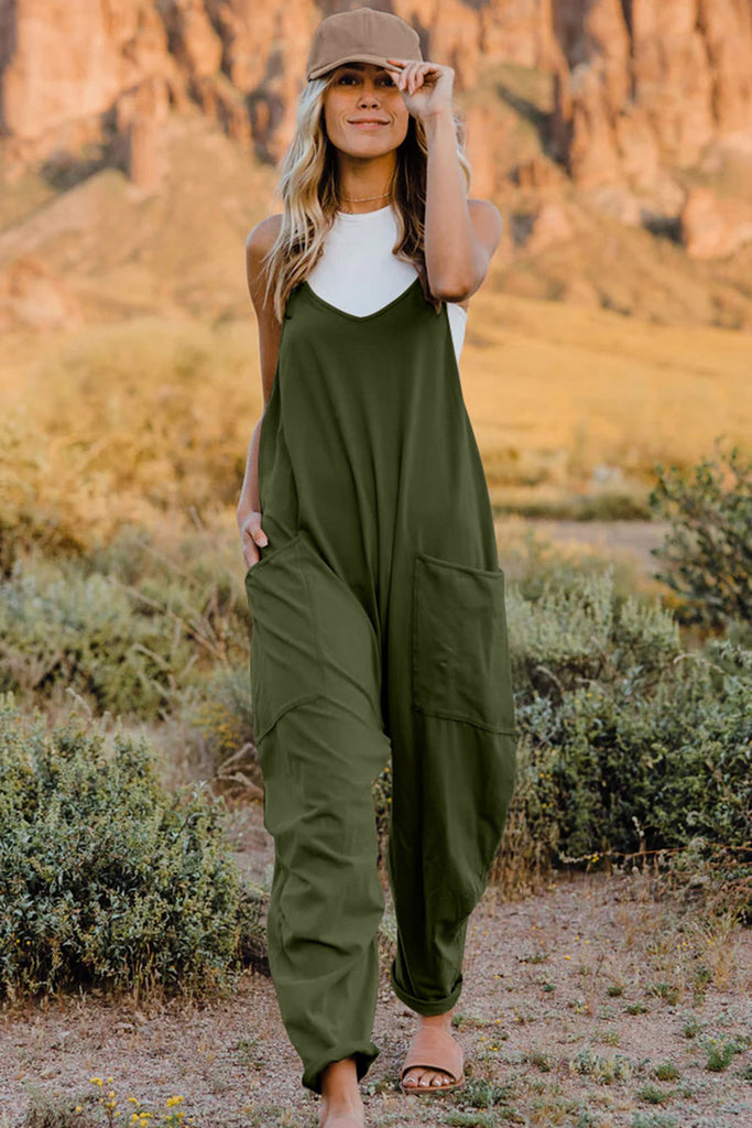 Double Take  V-Neck Sleeveless Jumpsuit with Pocket - House of Barvity