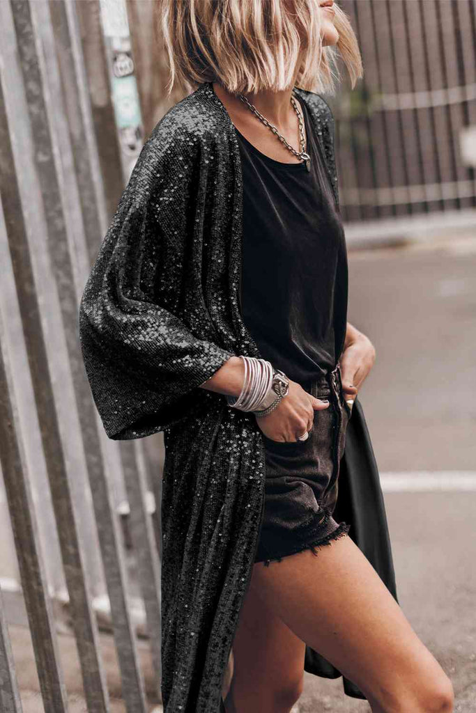 Sequin Open Front Duster Cardigan - House of Barvity