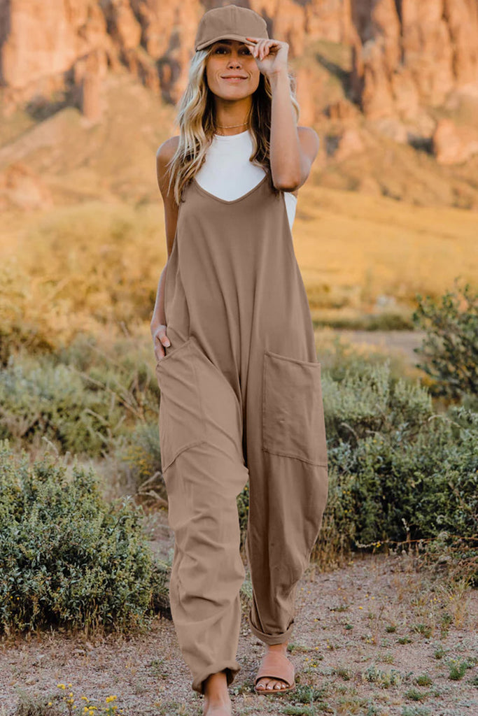 Double Take  V-Neck Sleeveless Jumpsuit with Pocket - House of Barvity