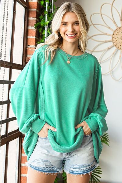 Exposed Seam Light Sweater Top - House of Barvity