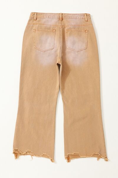 Distressed Raw Hem Jeans with Pockets - House of Barvity