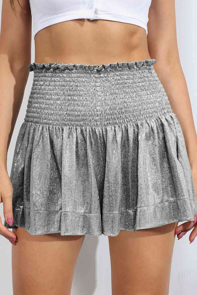 Glitter Smocked High-Waist Shorts - House of Barvity