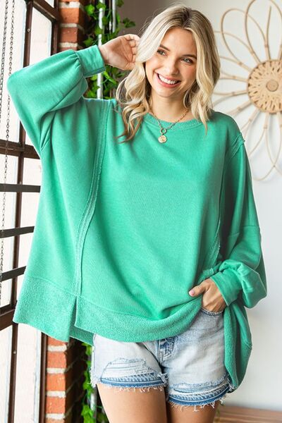 Exposed Seam Light Sweater Top - House of Barvity