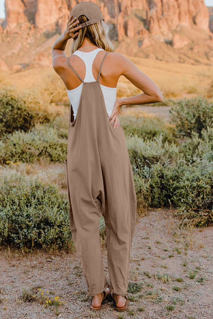 Double Take  V-Neck Sleeveless Jumpsuit with Pocket - House of Barvity