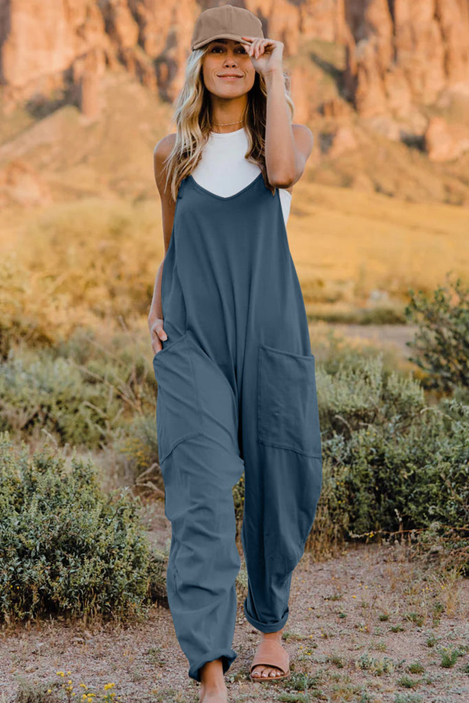 Double Take  V-Neck Sleeveless Jumpsuit with Pocket - House of Barvity