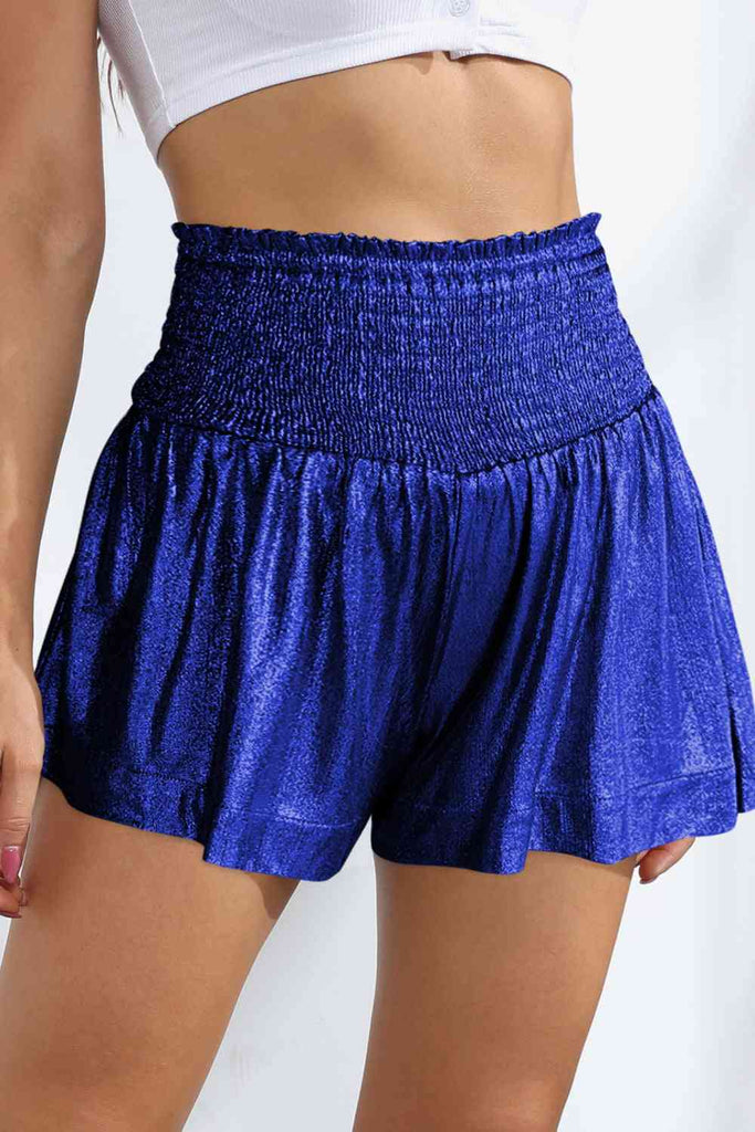 Glitter Smocked High-Waist Shorts - House of Barvity