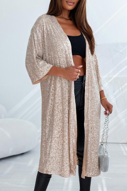 Sequin Open Front Duster Cardigan - House of Barvity