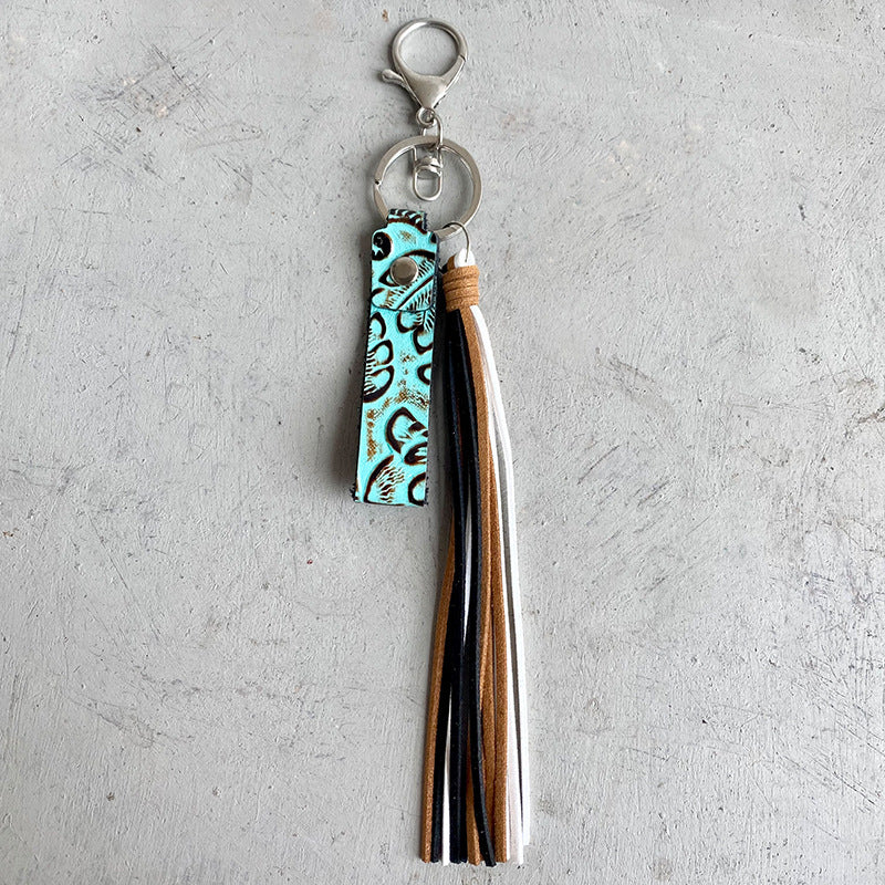 Genuine Leather Tassel Keychain - House of Barvity