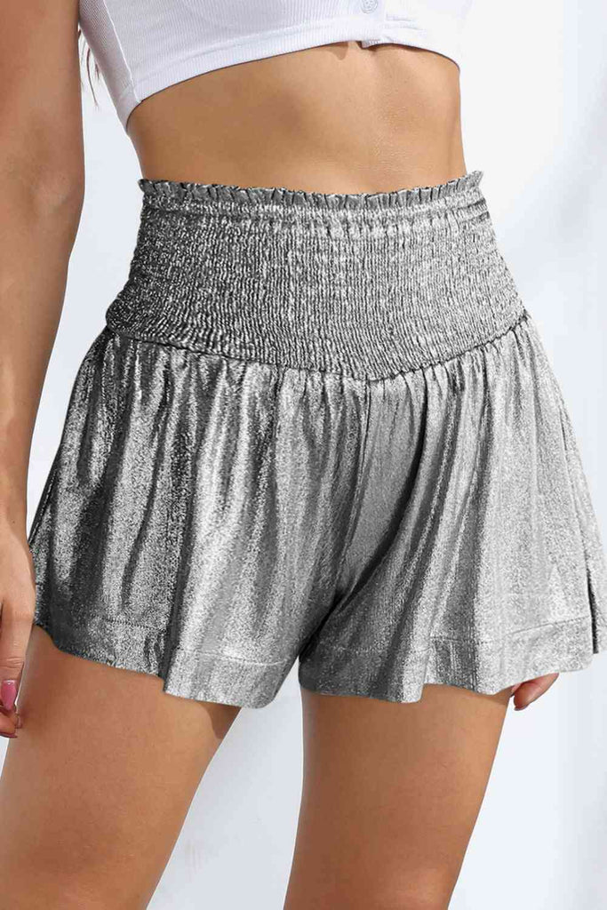 Glitter Smocked High-Waist Shorts - House of Barvity