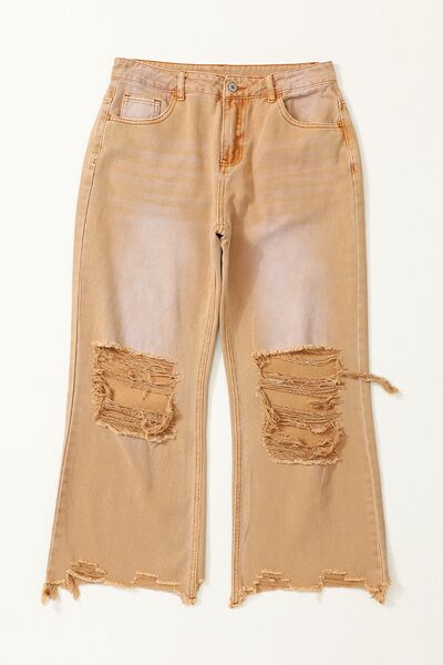 Distressed Raw Hem Jeans with Pockets - House of Barvity