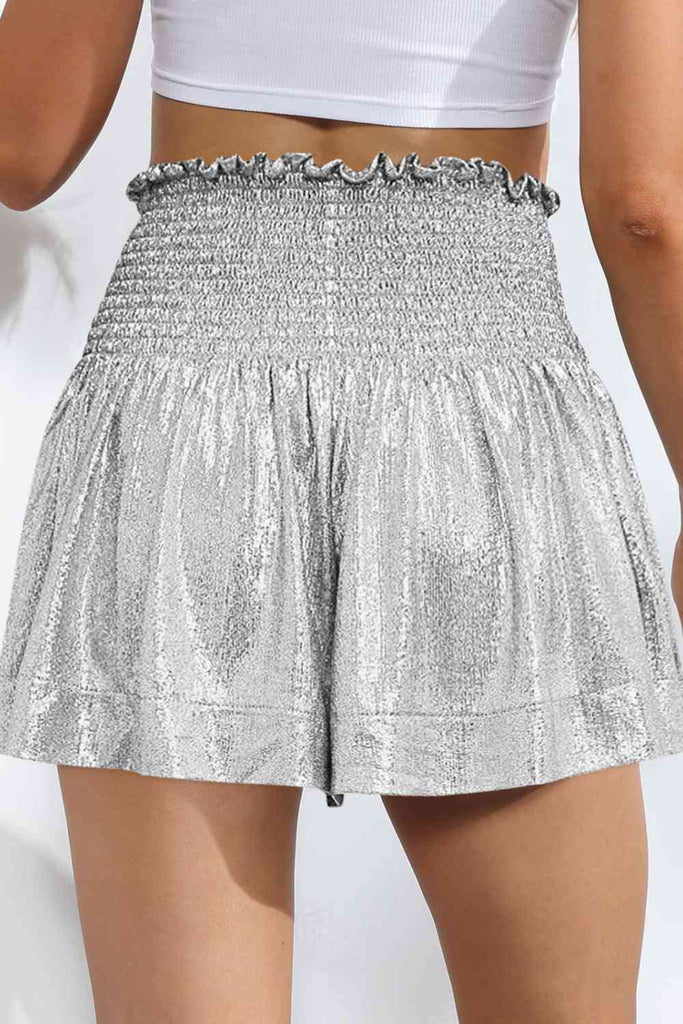 Glitter Smocked High-Waist Shorts - House of Barvity