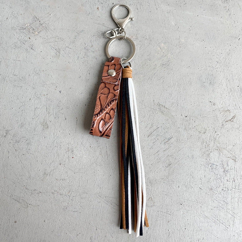 Genuine Leather Tassel Keychain - House of Barvity