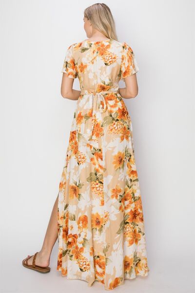 Floral Slit Maxi Dress - House of Barvity