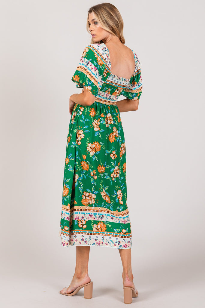 Green Goddess Printed Midi Dress - House of Barvity